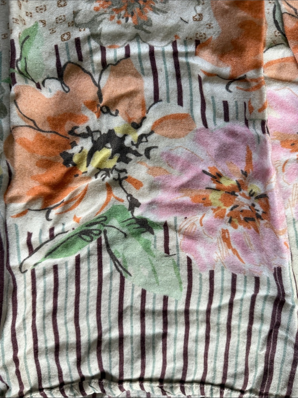 Cost Plus World Market Cream Maxi Dress with Pink & Orange Floral Trim - Picture 3 of 3